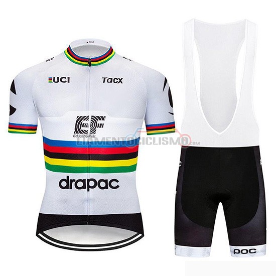 Abbigliamento Ciclismo UCI Mondo Campione Ef Education First Manica Corta 2019 Bianco